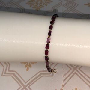 Garnet Red Faceted Glass Bead Bracelet